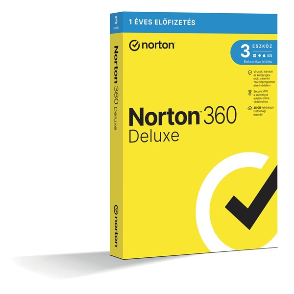 Norton 360 Deluxe 25GB HUN 1 Felhasználó 3 gép 1 éves dobozos vírusirtó szoftver